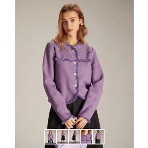 Rihoas The Purple Crew Neck Single Breasted Jacket